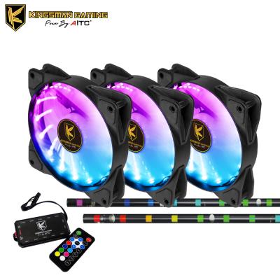 China Computer Case ARGB 120mm 3Pcs PC Fan With Light Strips And Remote Control for sale