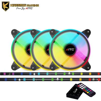 China Computer Case ARGB 120mm Case Fan 3 In 1 Kit With 2 Light Stripe Remote Control for sale