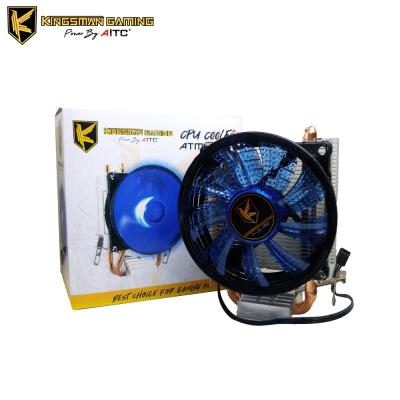 China Computer Case 2 Cooper Heatpipes CPU Cooler With Blue Led Light And Aluminum Heatsink for sale