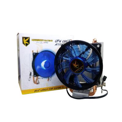 China Computer Case CPU Tower Fan With 2 Coopers Heatpipes Blue Led Lightweight And Aluminum Heatsink for sale