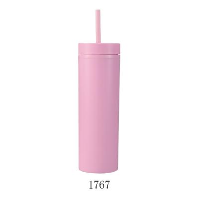 China Viable Wholesale Double Wall Matte Plastic Tumbler Studded Grid Collection Mug With Lid Straw For Sport for sale