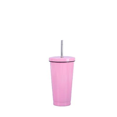 China Viable Hot Selling Stainless Coffee Mug Wall Vacuum Insulation Double Travel Cup With Straw For Sport for sale