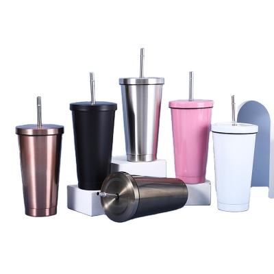 China New Double Wall 304 Stainless Steel Tumbler Mug Sustainable Vacuum Insulated Coffee Mug Thermal Mugs With Straw for sale