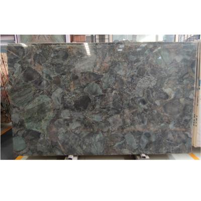 China Modern Exotic Natural Polished Dark Green Granite Stone Slab For Hotel Wall Flooring For Countertops And Table Tops Granite Stone Slabs for sale