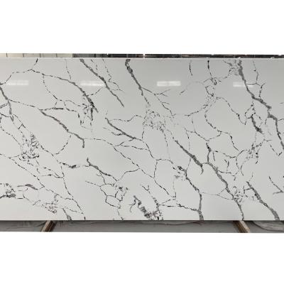 China Modern High Quality White Slab Calacatta Quartz Stone Artificial Calacatta Stones For Kitchen Counter Top for sale