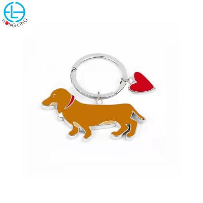 China Custom Design Metal Sublimation Pet Animal Keychain Dachshund Dog Shaped Metal Key Chain for sale