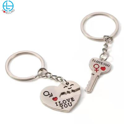 China Custom Soft Heart Shaped Enamel Metal Key Ring Gift Valentine's Day Metal Key Chain for sale