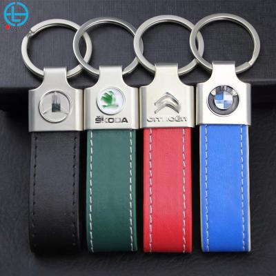 China Hot Sale Promotion Leather Custom Brand Leather Key Chain Logo Car Key Chain Keychain for sale