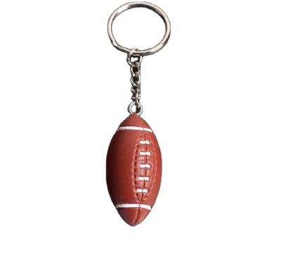 China Custom Fashion Sports Ball Silicone Leather Plastic Football Mini 3d Key Chain PU Key Chain for sale