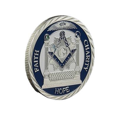 China Europe Freemasonry Masonic Marks and Faith Masonic Charity Hope Challenge Silver Plated Coin Collection for sale