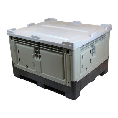 China Heavy Duty Collapsible Foldable Fruit Box Industry Foldable Plastic Pallet Box With Side Door for sale