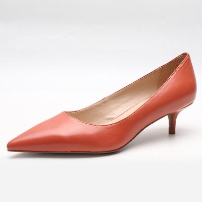 China Breathable Solid Synthetic Genuine Leather Women Fashionable High Heeled Pumps for sale