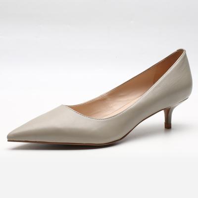 China Factory Wholesale Lightweight Solid Genuine Leather Synthetic Women Tall Heeled Pumps for sale