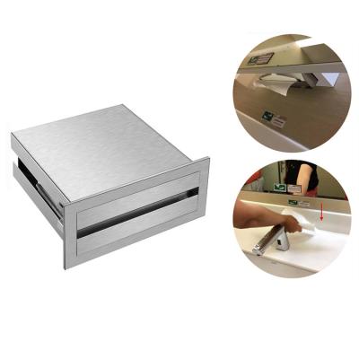 China Modern Hotel Mall Stainless Steel Bathroom Hand Manual Behind Mirror Paper Towel Dispenser For Toilet for sale