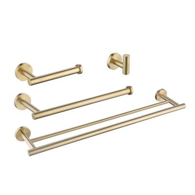 China Sustainable Luxury 4 Pieces Bath Hardware Gold Hotel Set 304 Stainless Steel Commercial Wall Mount Bathroom Accessories Sets for sale