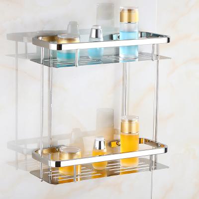 China Modern Bathroom Accessories Shower Stainless Steel Trolley Rack Wall Mounted Bathroom Toilet Corner Shelf for sale