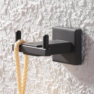 China Heavy Duty Black Matte Coat Towel Clothes Modern Premium 304 Stainless Steel Hotel Bathroom Wall Mount Robe Hooks For Toilet for sale