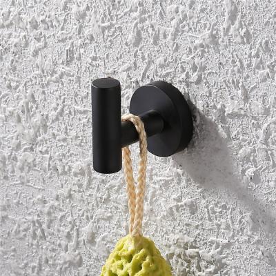 China Popular Modern Stainless Steel Wall Mount Robe Hook Holder Metal Bathroom Hanging Black Towel Hooks for sale