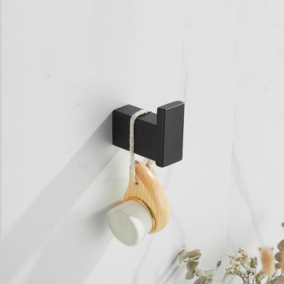 China Modern High Quality Black 304 Stainless Steel Bedroom Clothes Coat Hook Modern Robe Hook Bathroom Towel Robe Hook for sale