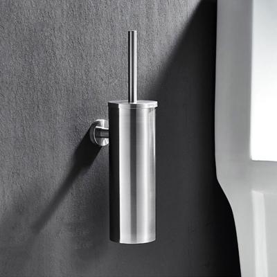 China Modern Bathroom Accessories Factory Price Toilet Brush Holder Stainless Steel Tools Wall Mounted Matte Cleaning Brush Set for sale