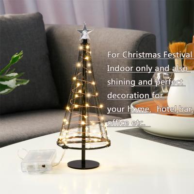 China Wedding Decor 10.2 Inch Mini Artificial Table Top Metal USB 40Pcs LED Lamp Outdoor Christmas Tree for sale