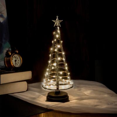 China Wedding Decor Spot Products 10.2Inch Black White Christmas Home Decoration Supplies Artificial Tree USB Mini Christmas Tree for sale