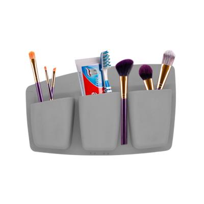 China Sustainable Multifunctional Bathroom Accessories Save The Place Storage Box Wall Mounted Cosmetic Toothbrush Holder for sale