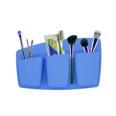 China Sustainable Multifunctional Bathroom Accessories Save The Place Storage Box Wall Mounted Cosmetic Toothbrush Holder for sale