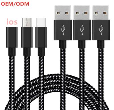 China OEM Logo Braided 1m 2m 3m 3ft 6ft 10ft MP3/MP4 Player Fast Charging Charger Usb Data Cable For Iphone Apple Cable for sale