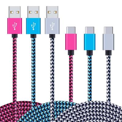 China Mobile Phone Types Good Quality Nylon Braided Type C USB Cable 2.0 Cable 1m 3m 3m for sale