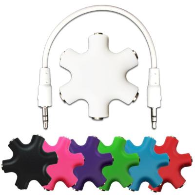 China Earphone PC Audio Splitter 6 Way Splitter 3.5mm Stereo Headset Earphone Audio Splitter for sale