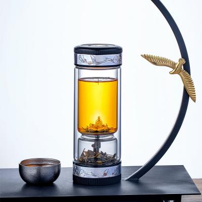 China China Chazhilian180ml 350ml Double Wall Viable Stainless Steel Glass Tea Infuser Hot Water Filter Bottle With Infuser for sale