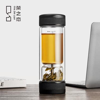 China 2023 Viable New Arrival Titanium Chazhilian Two Layers Leak Proof Tea Maker Glass Tea Bottle for sale