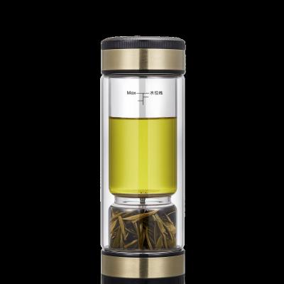 China Portable High Borosilicate Cup Separation Tea Chazhilian Water Cup High Viable Double Glass Gift Box for sale