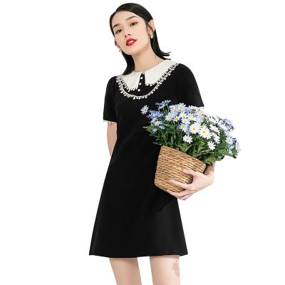 China Girls Office Comstumes Summer Career Formal Dress Black A Line Anti-static Modern Sweet Mini Dress for sale