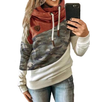 China New Anti-wrinkle Women Street Wear European Stylish Casual Fleece Color Blocks Hood Camouflage Hoodies Oversized for sale