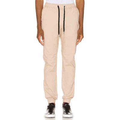 China Casual Anti-Wrinkle Men Pants 100% Cotton Twill Long Pants Beige Business Trousers Cool Golf Pants for sale