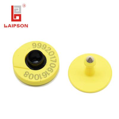 China USDA Integra MINI Swine Ear Tags , RFID Electronic Tag With Buttons Yellow 30mm*13mm for sale