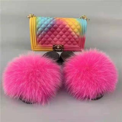 China CUSHIONING fashion accessory slippers and luggage real fox slippers and bag and bag hat slippers for sale