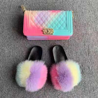 China CUSHIONING Multi-Color Fashion Slippers & Bags Lady Slippers & Yellow Bags Slippers & Matching Bags for sale