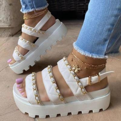 China CUSHIONING Fashion Ladies Sandals Shoes Ladies Flat Wedge Heels Platforms Ladies for sale