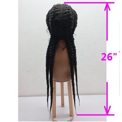 China Hot Selling Hand Made Braid Wig Ombre Color Fashion Hair Synthetic Braids Lace Front Wig For Black Women for sale