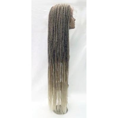 China Synthetic Braid Wig Highlight Mixed Color Hair Lace Front Braid Wig With Hand Made Craft for sale