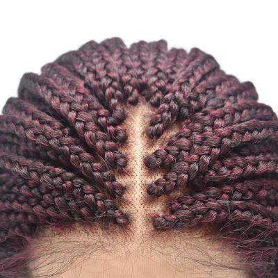 China Handmade Bob Box Braids Cornrow Lace Wigs Usa Braid Wig Current Black Color With Baby Hair for sale