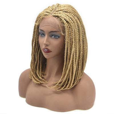 China Common Blonde Bob Style Cornrow Braids Lace Wigs USA Color Braid Wig Dreadlocks Wig With Lace Part for sale