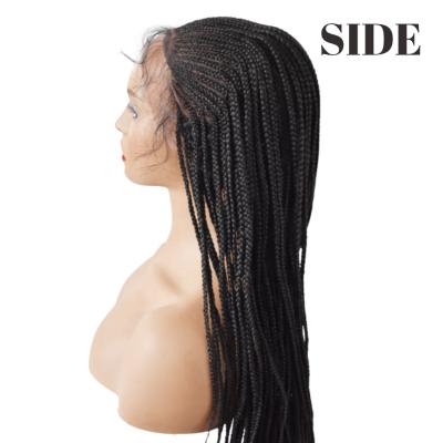 China Braid Wig USA Color Stock Black Synthetic Hair Breathable Top Lace Braids Cornrow Wigs for sale