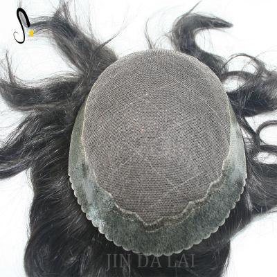 China Water Wave No 4inch Density Surgical Medium Indian Hair Replacement Hair Piece Prosthetic Hairpiece For Black Men for sale