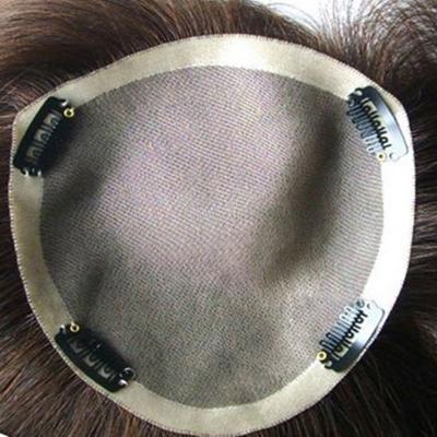 China Free Style Short Hair Hand Tied 100% Real Remy Human Hair Prosthesis Pieces Hairpiece With Clips for sale