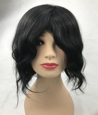 China Hot sale 9inch real hair color hair replacement women black hairpiece PU medical toppers skin hair for sale