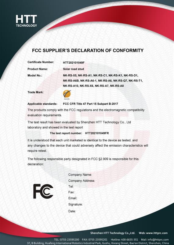 FCC - Shenzhen Nokin Traffic Facilities Co., Limited